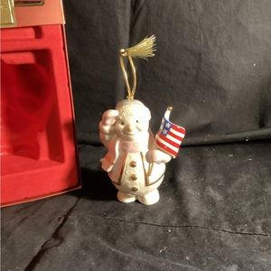 Lenox Patriotic Snowman with flag, ornament, 2003